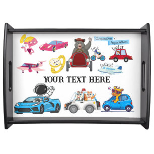 Custom Text English Grammar Educational Car Serving Tray