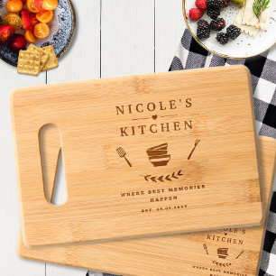 Custom Text Engraved Farmhouse Wood Charcuterie /  Engraved Cutting Board