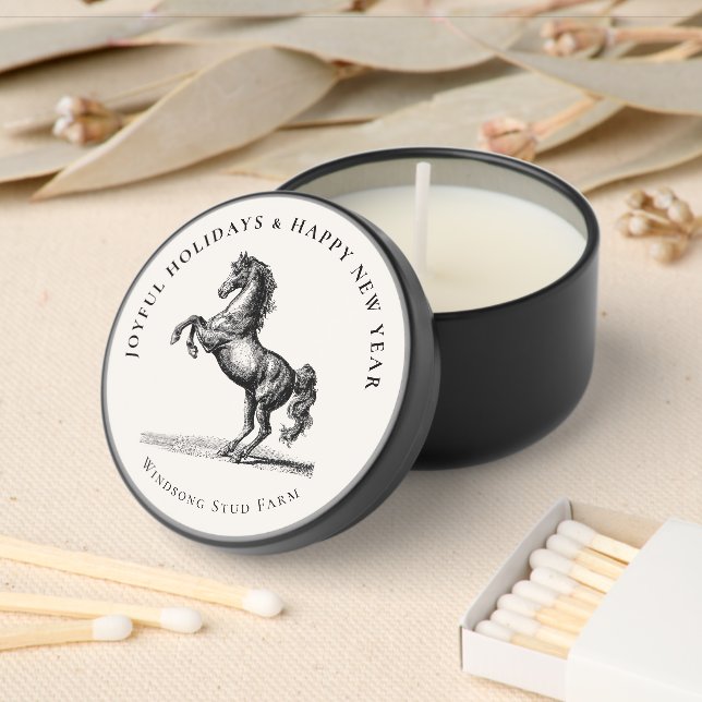 Custom Text Equestrian Business Horse Holidays Mini Candle Favors (Insitu)