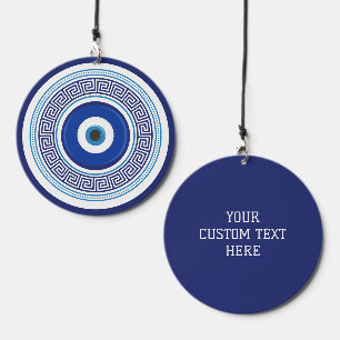 Custom Text Evil Eye Greek Pattern Wind Chime