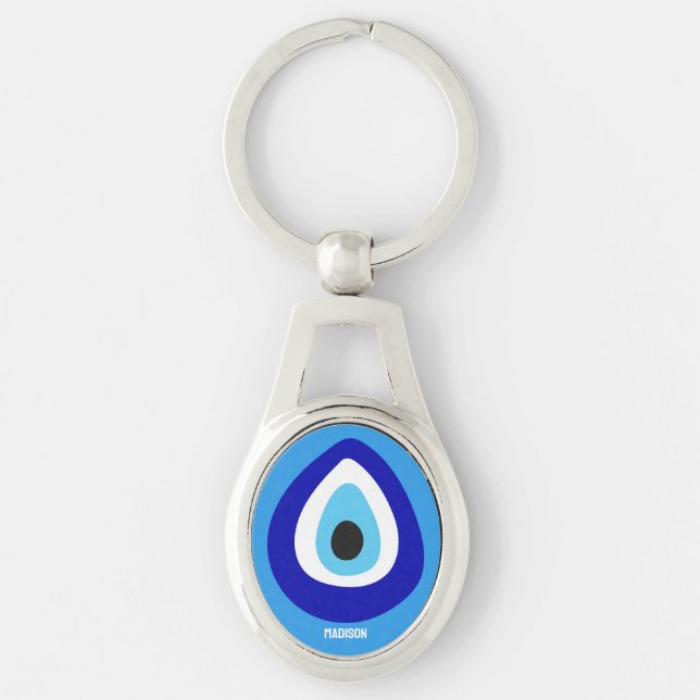 Custom Text Evil Eye Nazar Amulet Keychain (Front)