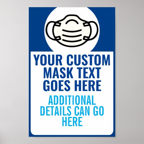 Custom Text Face Mask Rules Alert Business Poster