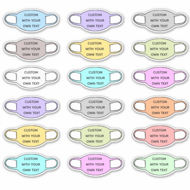 Custom Text Face Mask Shaped Sticker (Front)