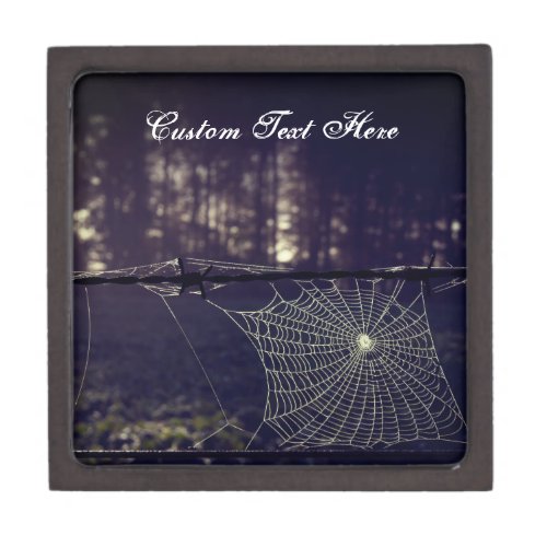 Custom Text Fall Spooky Forest Creepy Spider Web Gift Box