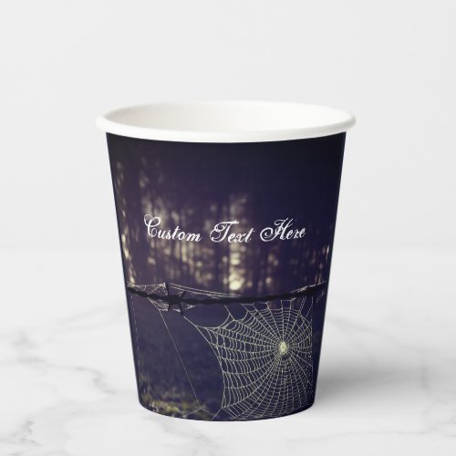 Custom Text Fall Spooky Forest Creepy Spider Web Paper Cups