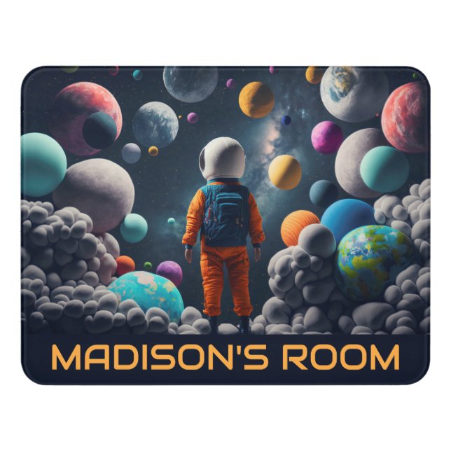 Custom Text Fantasy Space Kid Door Sign (Contemporary Front)
