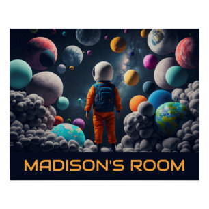 Custom Text Fantasy Space Kid Poster