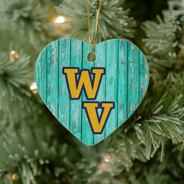 Custom Text/ Farmhouse Rustic Wood West Virginia Ceramic Ornament (Tree)
