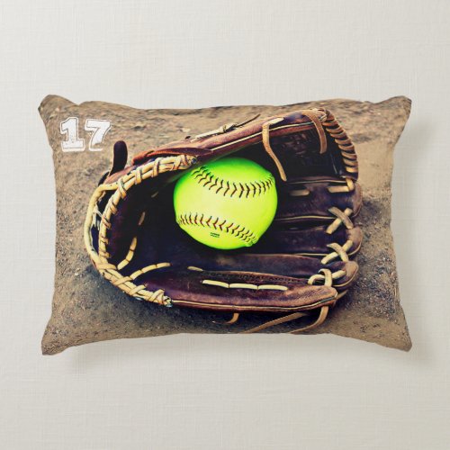 Custom Text Fastpitch Softball Accent Pillow