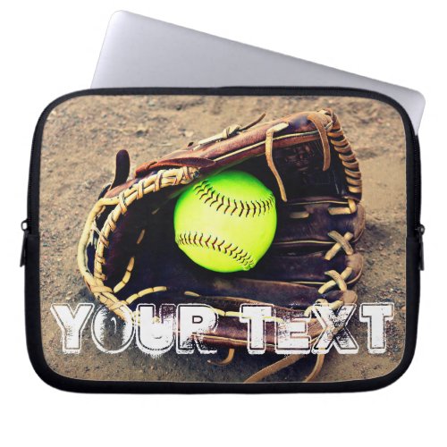 Custom Text Fastpitch Softball Laptop Sleeve