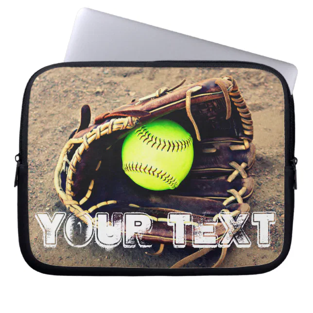 Custom Text Fastpitch Softball Laptop Sleeve | Zazzle