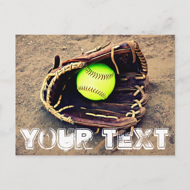 Custom Text Fastpitch Softball Postcard (Front)