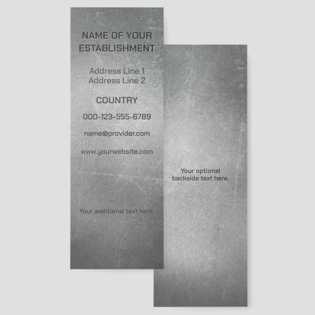 Custom Text Faux Metal Bookmarks (Front & Back)