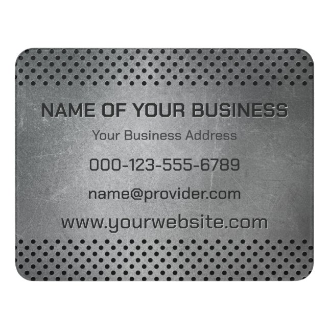 Custom Text Faux Metal Door Sign (Contemporary Front)