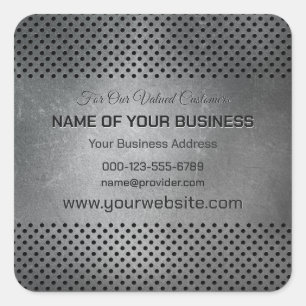 Custom Text Faux Metal Square Sticker