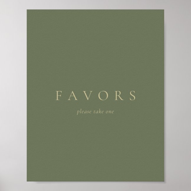 Custom Text Favors Simple Gold Sage Green Poster