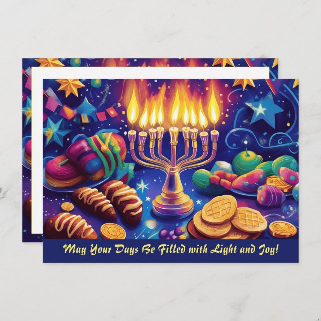 Custom text  Festival of Lights Delight Holiday Card (Front/Back)