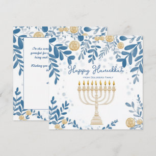 Custom text Festive Foliage Hanukkah Holiday Card