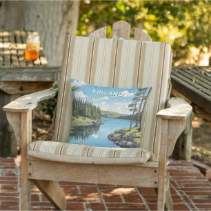 Custom Text Finland Nature Illustration Outdoor Pillow