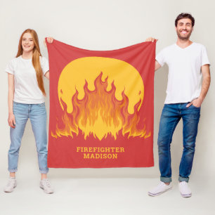 Custom text Firefighter Fleece Blanket