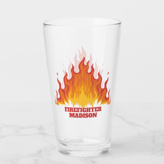 Custom text Firefighter pint glass (Front)