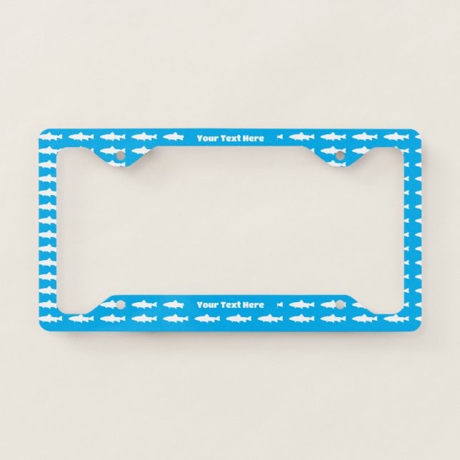 Custom Text Fish Pattern  License Plate Frame (Front)