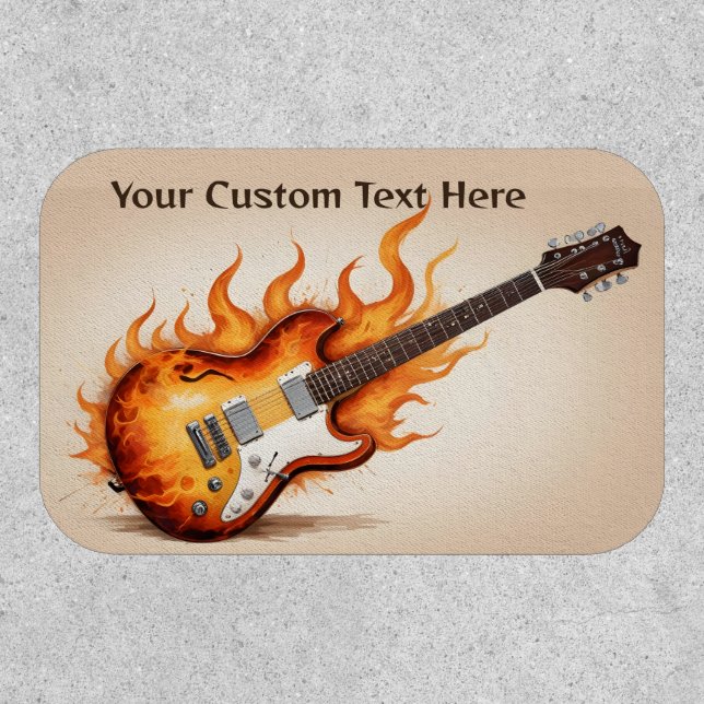 Custom Text Flaming Guitar Patch (Front)