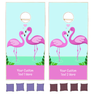 Custom Text Flamingo Love Cornhole Set