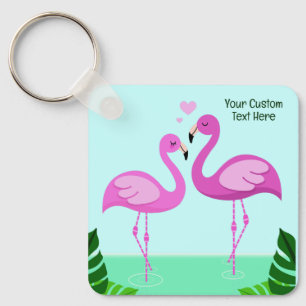 Custom Text Flamingo Love Keychain
