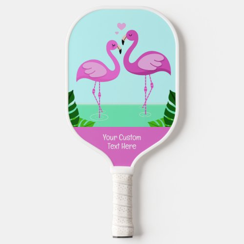 Custom Text Flamingo Love Pickleball Paddle