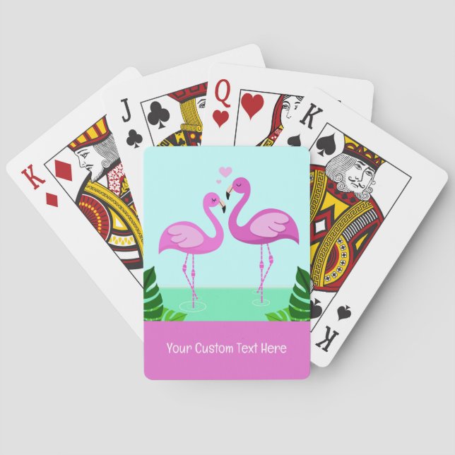 Custom Text Flamingo Love Poker Cards (Back)