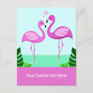 Custom Text Flamingo Love Postcard