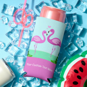 Custom Text Flamingo Love Seltzer Can Cooler