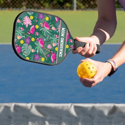 Custom text Flamingo Party 2sided  Pickleball Paddle