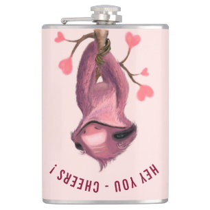 Custom Text Flask Funny Romantic Sloth - Cheers