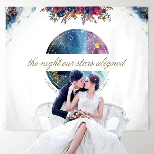 Custom Text Floral Celestial Photo Backdrop