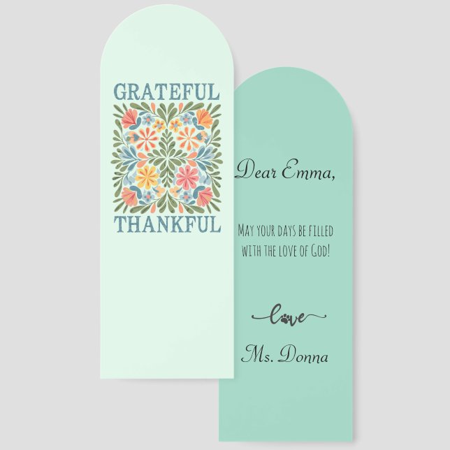 Custom Text Floral Christian Bookmark  (Front & Back)