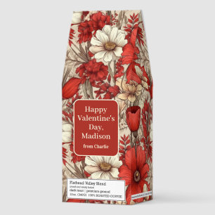 Custom Text Floral Pattern Roasted Coffee