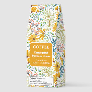 Custom Text Floral Pattern Roasted Coffee