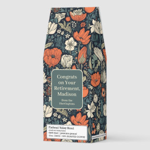 Custom Text Floral Pattern Roasted Coffee