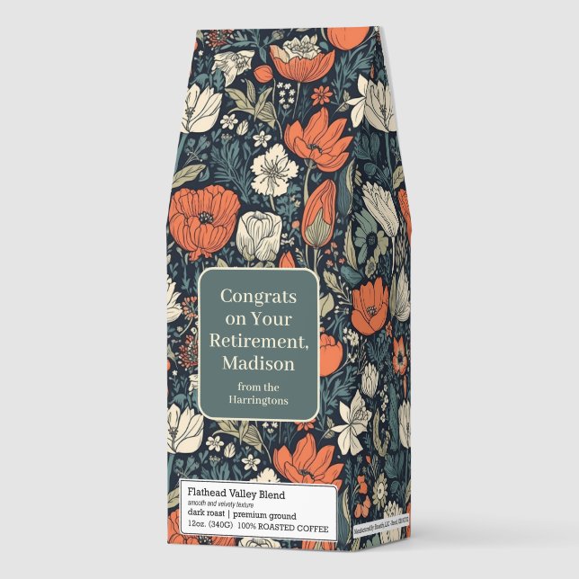 Custom Text Floral Pattern Roasted Coffee (Front)