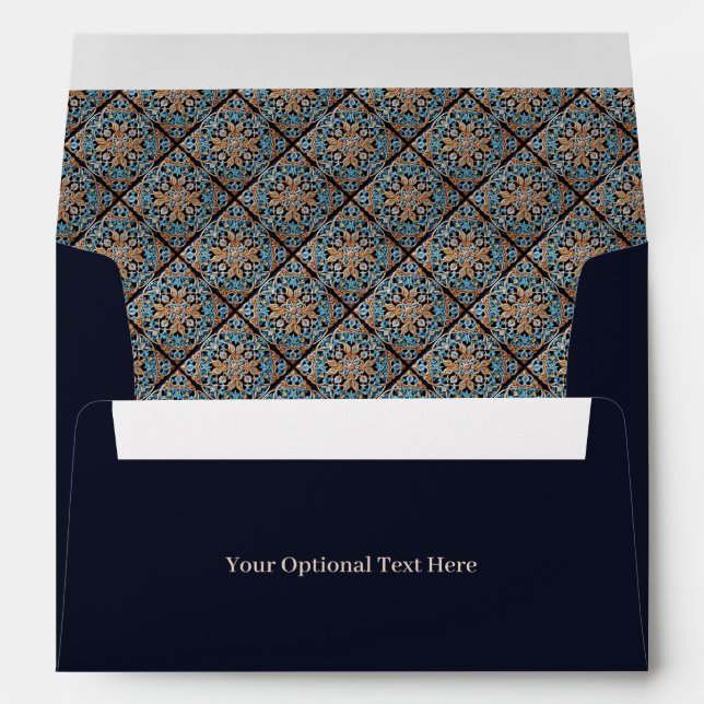 Custom Text Floral Tile Pattern Faux Ceramic Envelope (Back (Bottom))