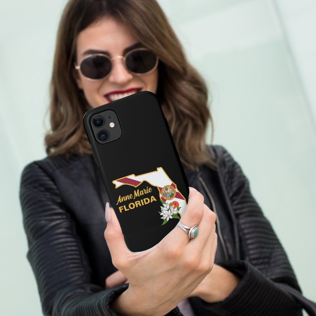 Custom Text Florida Flag & Flower Orange Blossom Case-Mate iPhone Case (Creator Uploaded)