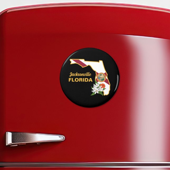Custom Text Florida Flag & Flower Orange Blossom Magnet (Creator Uploaded)