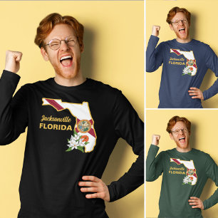 Custom Text Florida Flag & Flower Orange Blossom T-Shirt