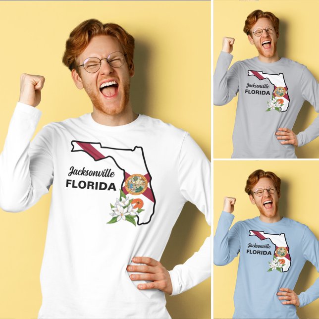 Custom Text Florida Flag & Flower Orange Blossom T-Shirt (Creator Uploaded)