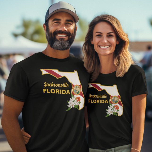 Custom Text Florida Flag & Flower Orange Blossom T-Shirt (Creator Uploaded)