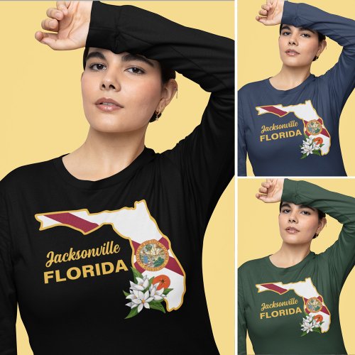 Custom Text Florida Flag  Flower Orange Blossom T_Shirt