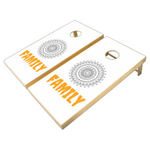 Custom Text Flower Natural Wood Cornhole Set