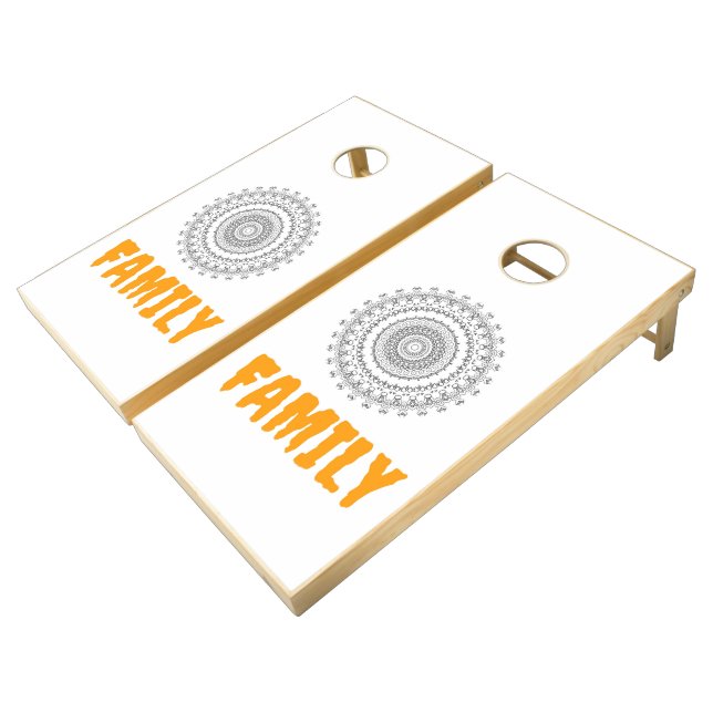 Custom Text Flower Natural Wood Cornhole Set (Angled)